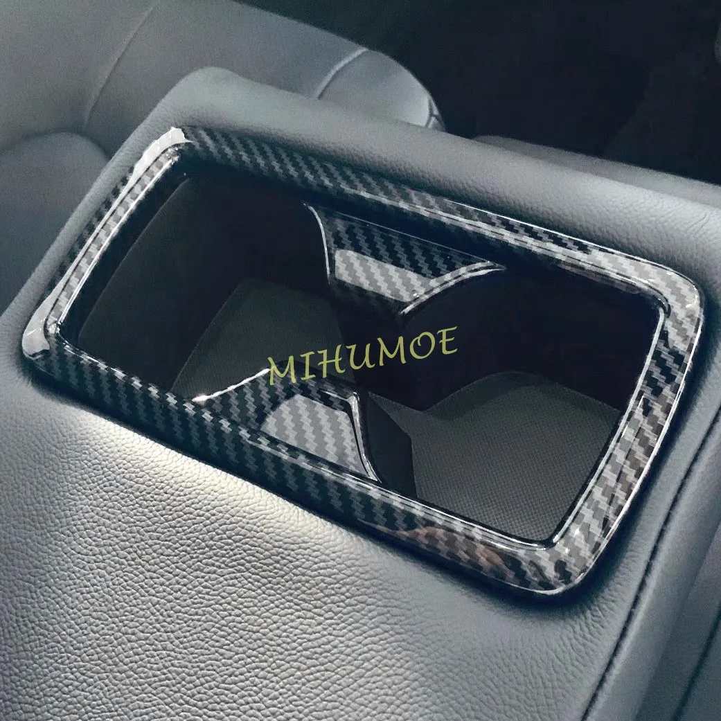 

Car Middle Row Seat Cup Holder Cover Trims For Toyota Highlander Kluger 2021-2022 Carbon Fiber