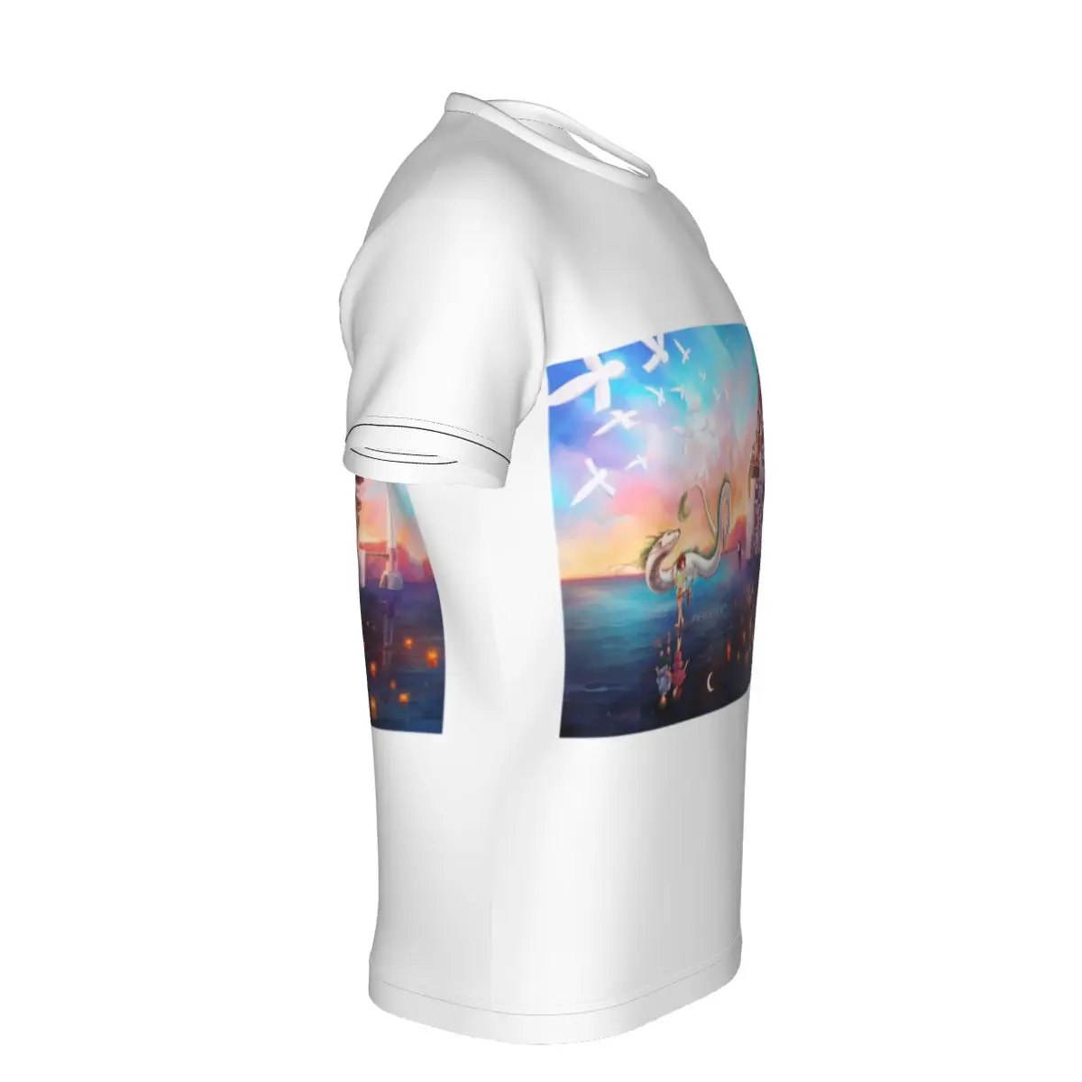 

Spirited Away boys' short sleeve round neck fitting soft T-shirt Anime Spirited Away Poster girl print label casual T-shirt