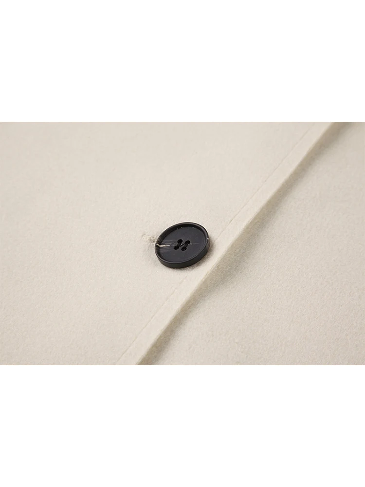 Двубортное шерстяное пальто в Корейском стиле теплая верхняя одежда однобортное