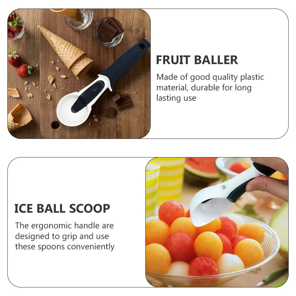 

1Pc Ice Scoop Durable Fruit Baller Spoon Scoop (White Black)