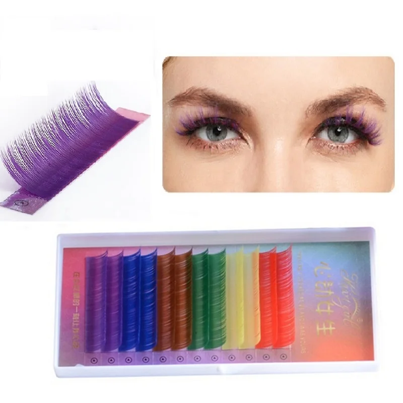 

12 Rows Of Color Mixed Make Up Mink Eyelashes Rainbow Color Eyelash Soft Cilios Light Natural Thick Eyelashes Maquiagem TSLM1