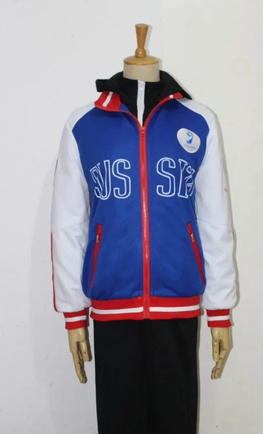 Аниме на Юрий плисецкий льду косплей костюм! На ледяной куртке молнии |