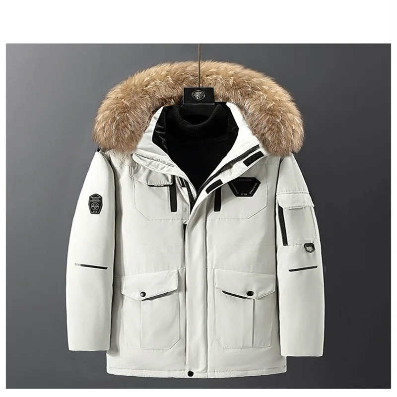 Down Jacket Mens Fashion Workwear New Style Young Puffer Jacket Thicken Outdoor Warm Winter White Duck Down Coats Men Chaquetas