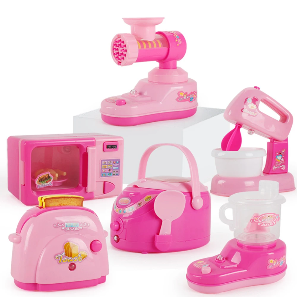 

12PCS Pretend Play Girls Kitchen Toys Electric Light-Up Sound Household Appliances Utensils Cook Play Toys For Children Kids