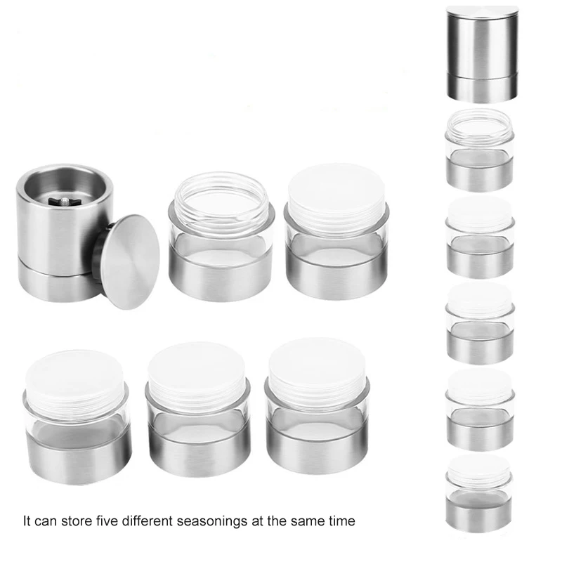 Ручная мельница для соли и перца из нержавеющей стали Многоуровневая шейкер