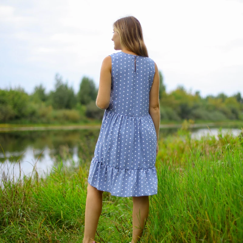 Lossky женское летнее платье модное в горошек без рукавов Пляжное мини повседневные