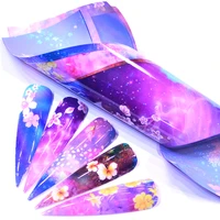 nail foil sticker holographic starry skyflower adhesive wraps transfer paper marble shining nail art decal gel slider