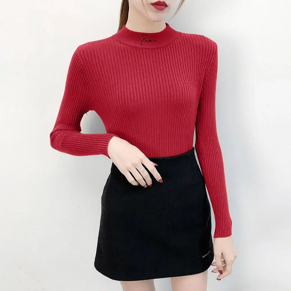 Fashion womens sweaters 2019 winter O-Neck Pullovers Solid long sleeve white and black tops Femme Clothing | Женская одежда