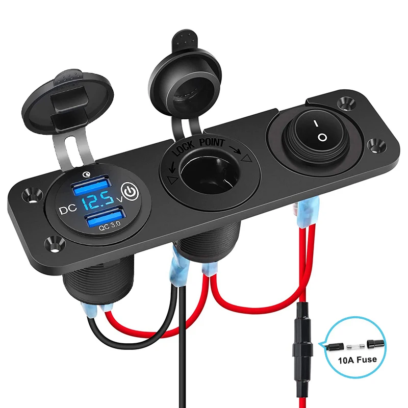 Автомобильная двойная USB-розетка QC 3 0 12 В светодиодный вольтметр Разветвитель