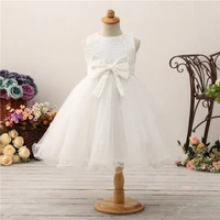 new flower girl white dresses for wedding kids tulle ball gown sleeveless lace bow knot princess dresses for little girls 2 12