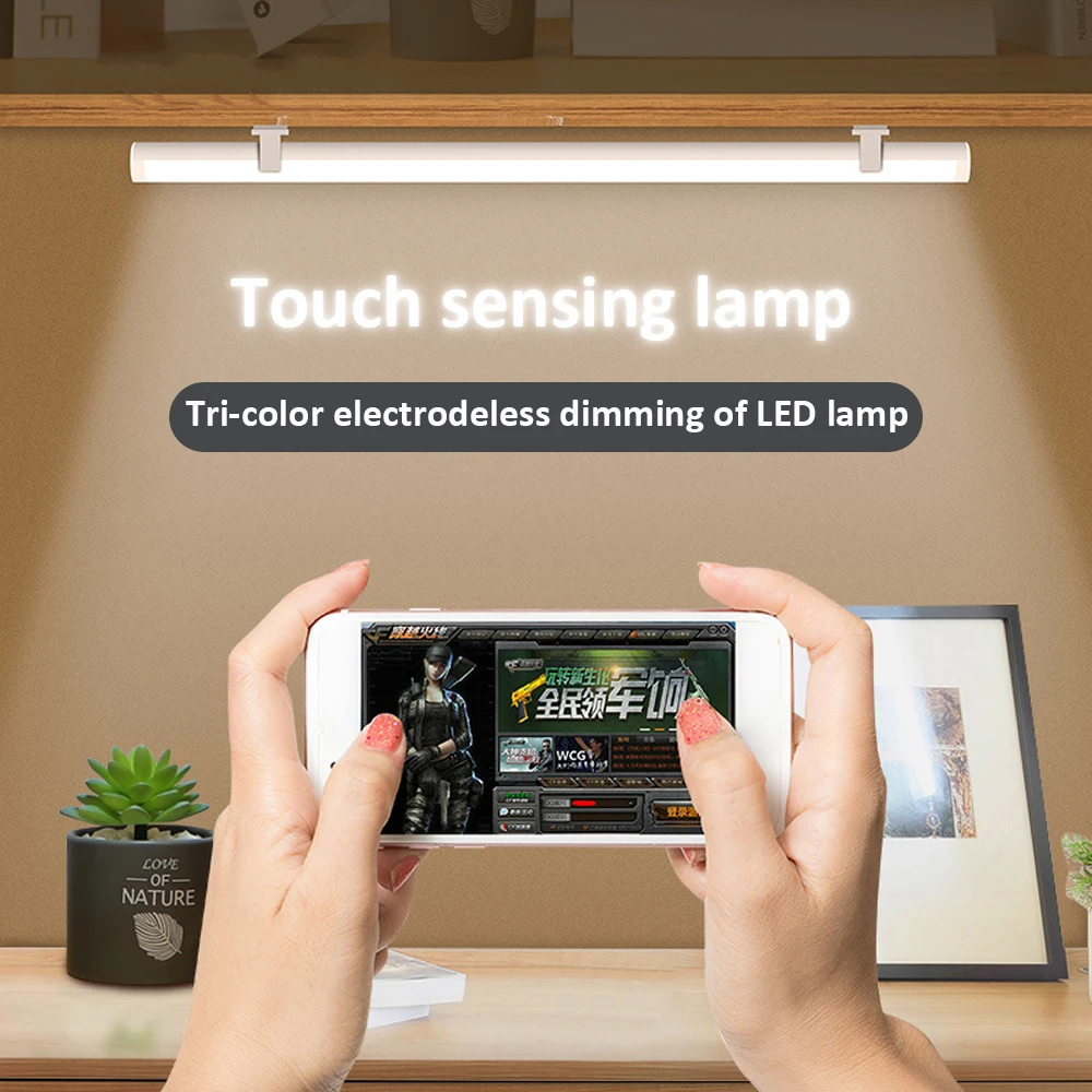 

LED Table Lamp Touch dimming Desk Lamp Hanging Light for Study Reading Lamp Stepless Dimming USB Light Eye-protect Desk Lamp