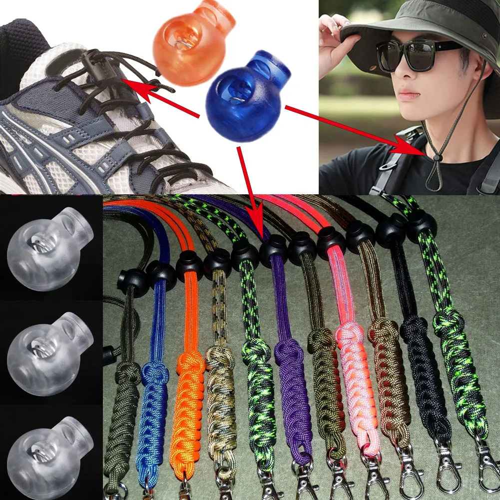 Стопоры для шнурка 12 шт. круглые шарики цветные прозрачные пластиковые