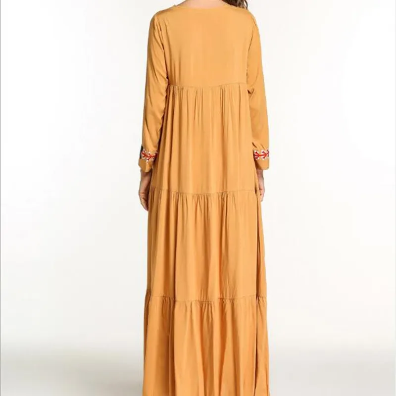 Женское платье осень 2019 женское этническое длинное с вышивкой кисточка дизайн