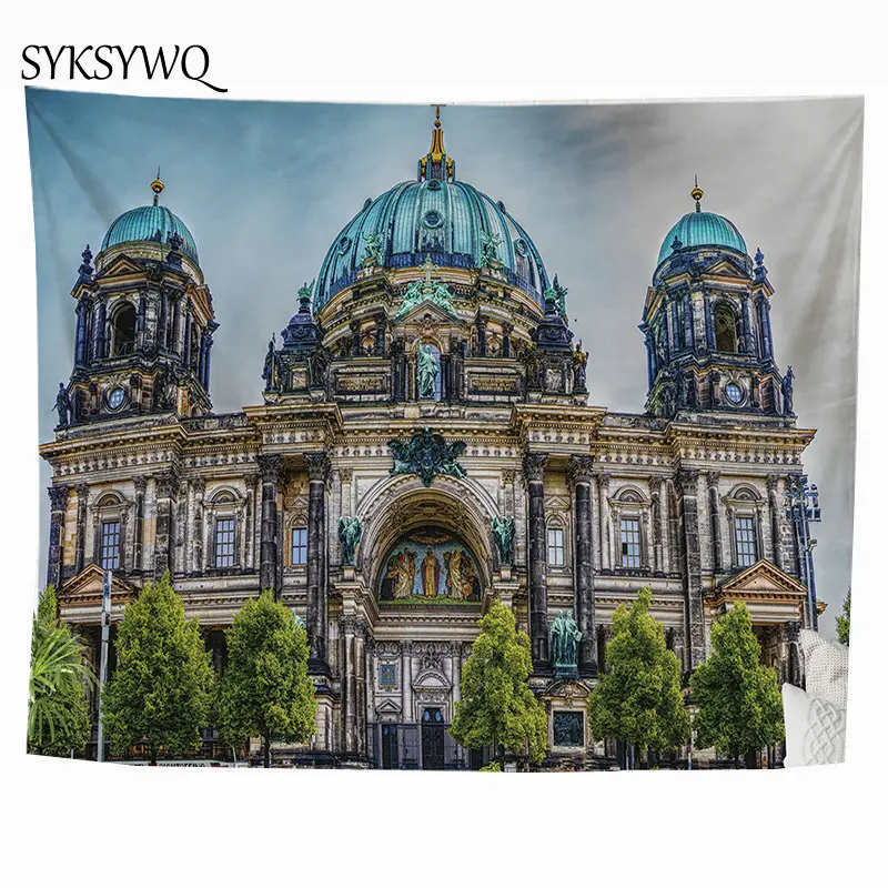Соборная стена гобелен домашний декоративный настенное одеяло полиэфирная
