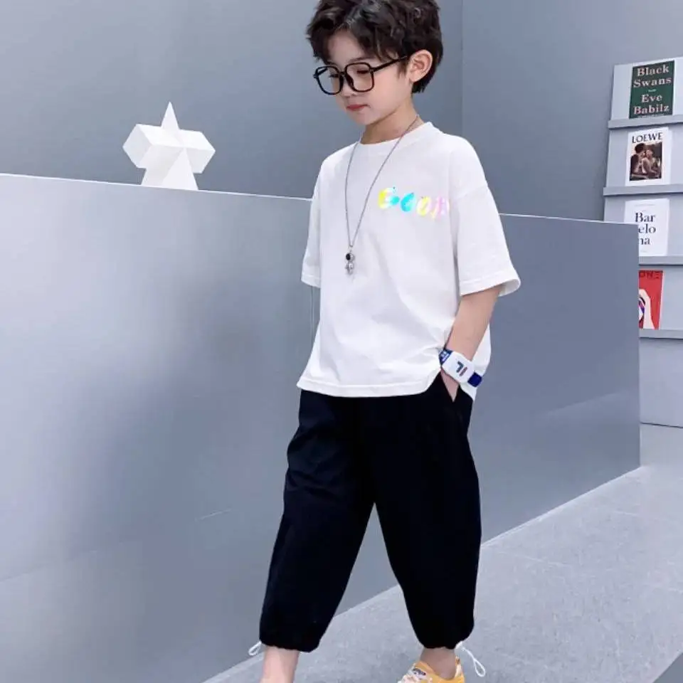 

Рубашка с коротким рукавом и шорты для мальчиков, на Возраст 3-14 лет