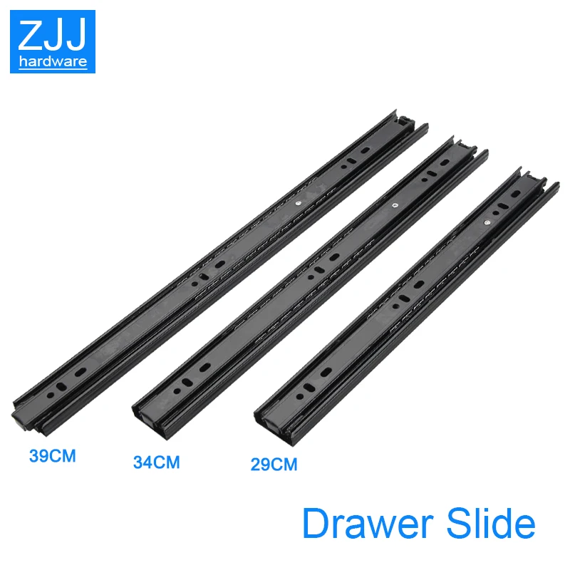 Black sliding rails for drawers Three-drawer steel ball slide can be removed installation accesorios drawer glides | Обустройство