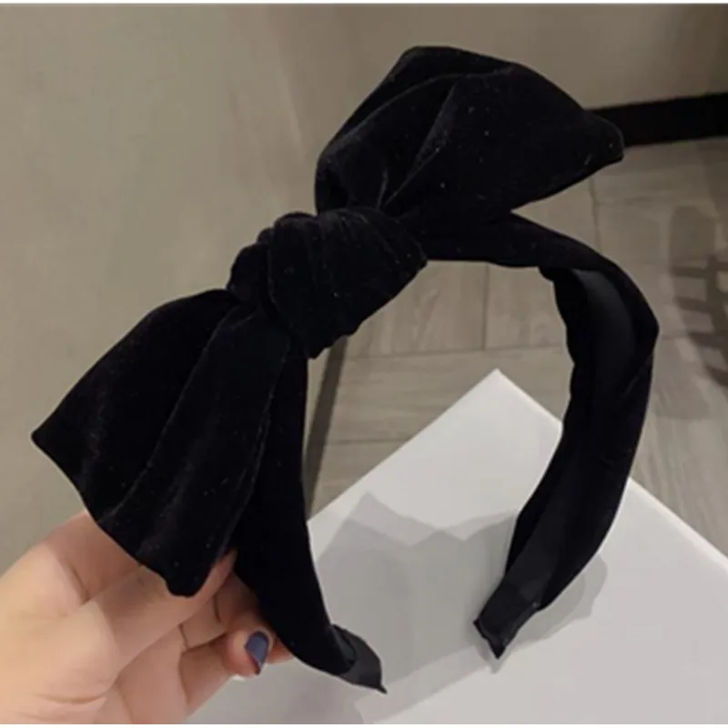 

Retro French Style Velvet Bowknot Hairband for Ladies Headdress Women Hair Accessories Solid Bow Head Band Teen Girls Hair Bow