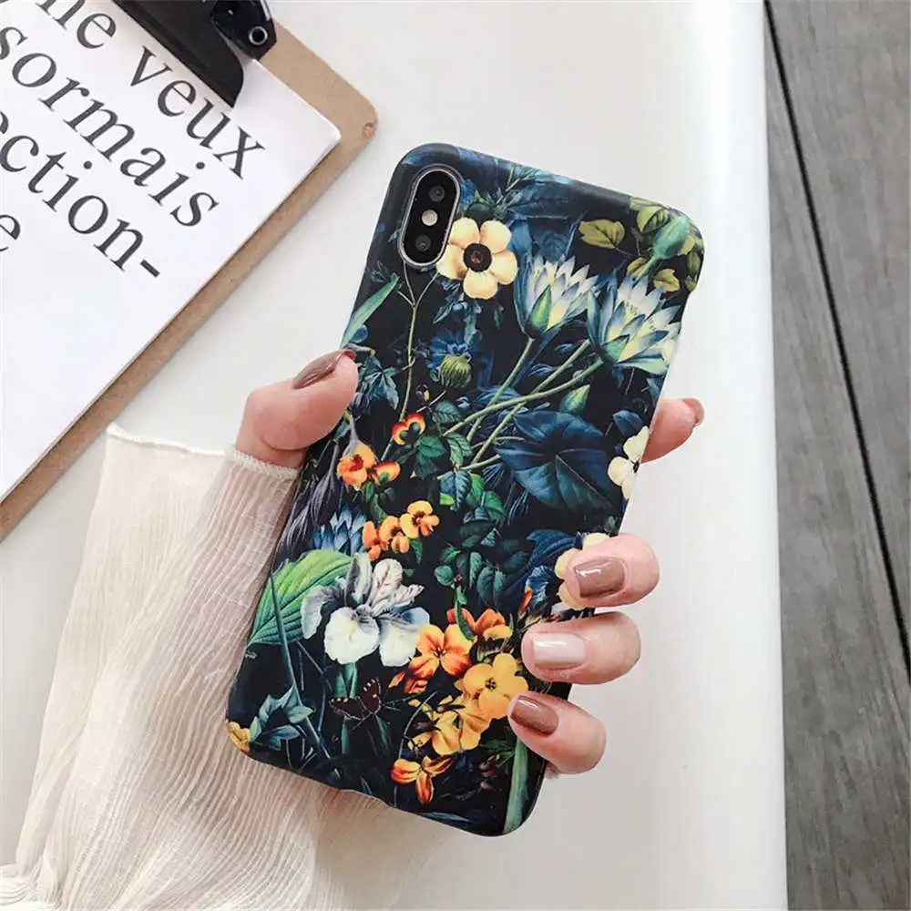 Платье в стиле ретро с цветочным узором чехол для iphone X XR 7 8 плюс Чехол Силиконовый мягкий матовый чехол для телефона чехол s для iphone 11 Pro XS Max, 6 S, 6 Plus, чехол Крышка