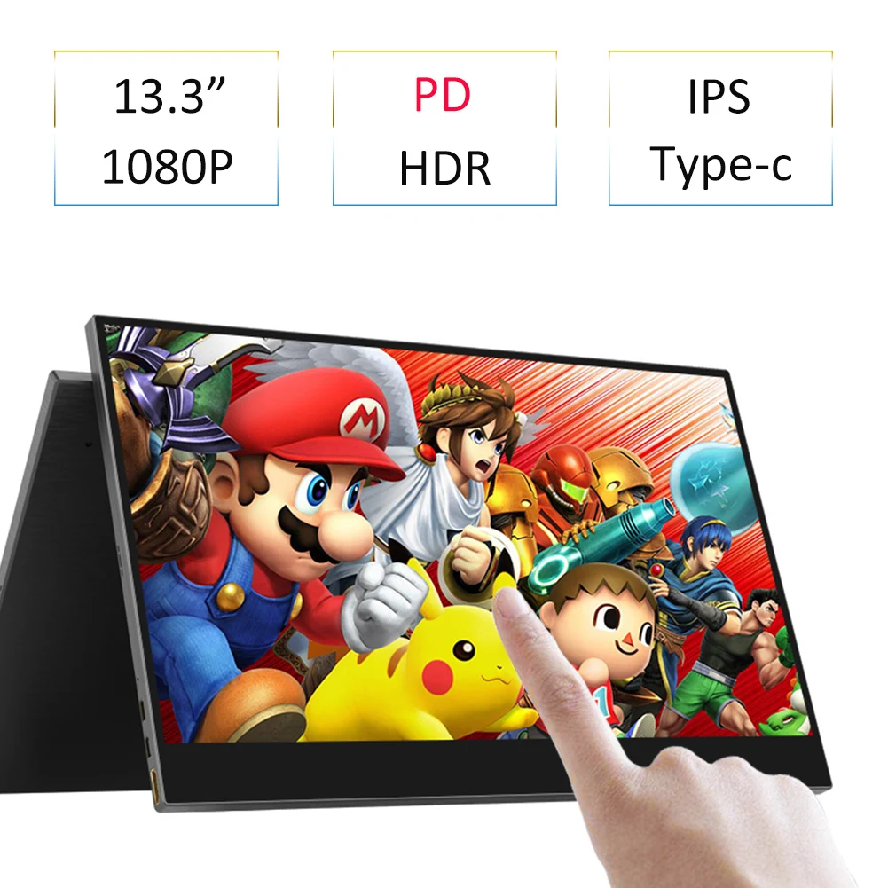13," HDMI сенсорный монитор Поддержка usb type-c источник питания передача данных сенсорный для ноутбука компьютера смартфона