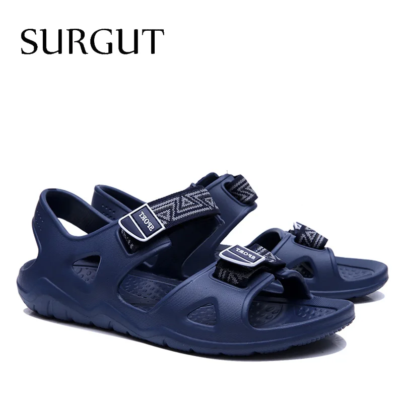 Мужские пляжные сандалии на липучке SURGUT черные классические для прогулок