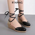 Женские эспадрильи на танкетке, на шнуровке