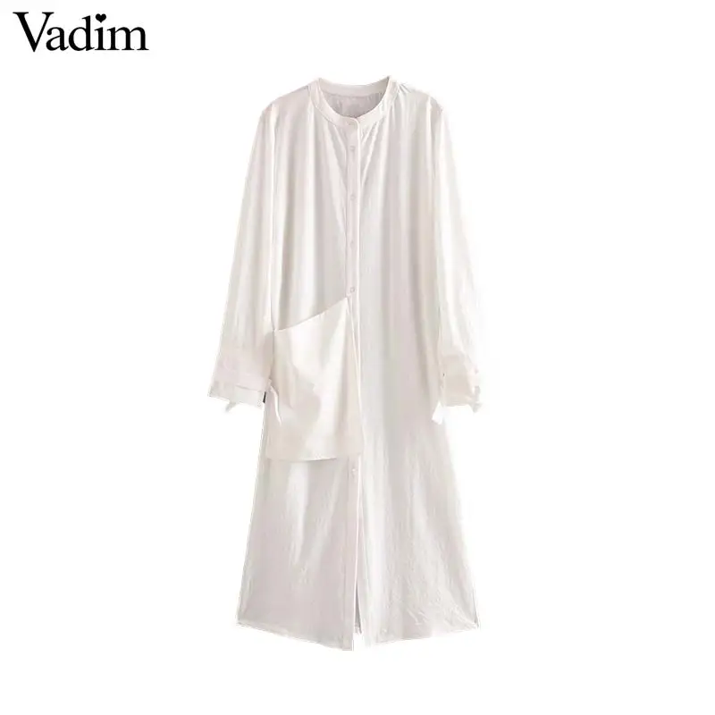 Vadim женское белое платье миди с карманами дизайн круглым вырезом женские