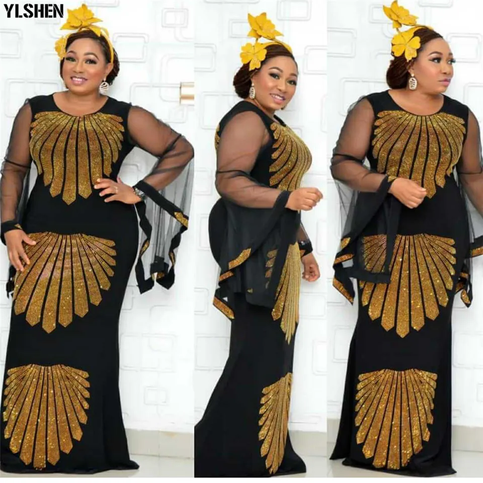 Африканские платья для женщин Дашики сетка с рюшами рукава халат африканские