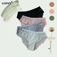 lopnt womans sexy hollow out underwear see through lace pants printed low rised underpants pure cotton crotch breathable briefs
