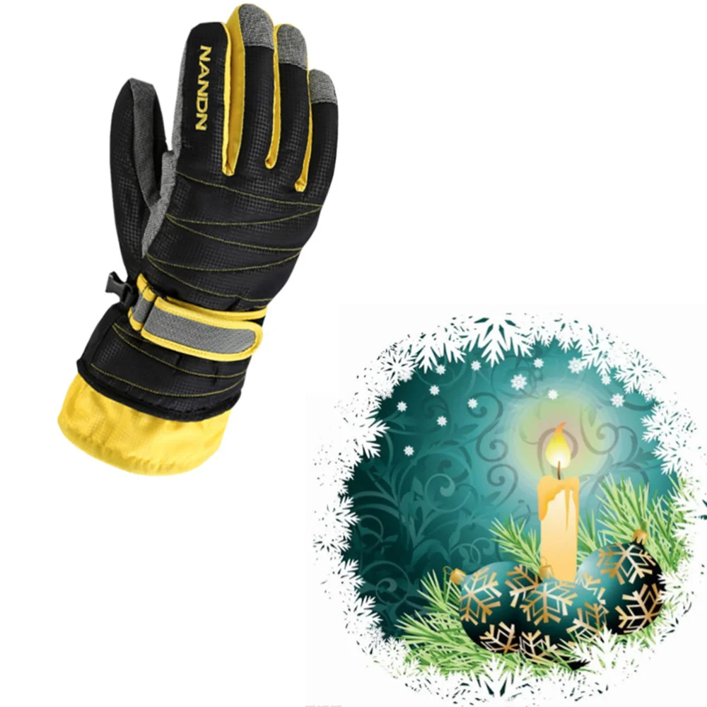 

1 Pair Winter Ski Cycling Waterproof Windproof Warm (Black + Yellow XL)