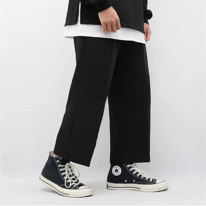 Брюки мужские демисезонные с широкими штанинами Модные свободные прямые штаны