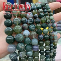 natural stone moss agates beads green grass agates smooth round beads for jewelry making charm bracelet anklet 15 4 6 8 10 12mm