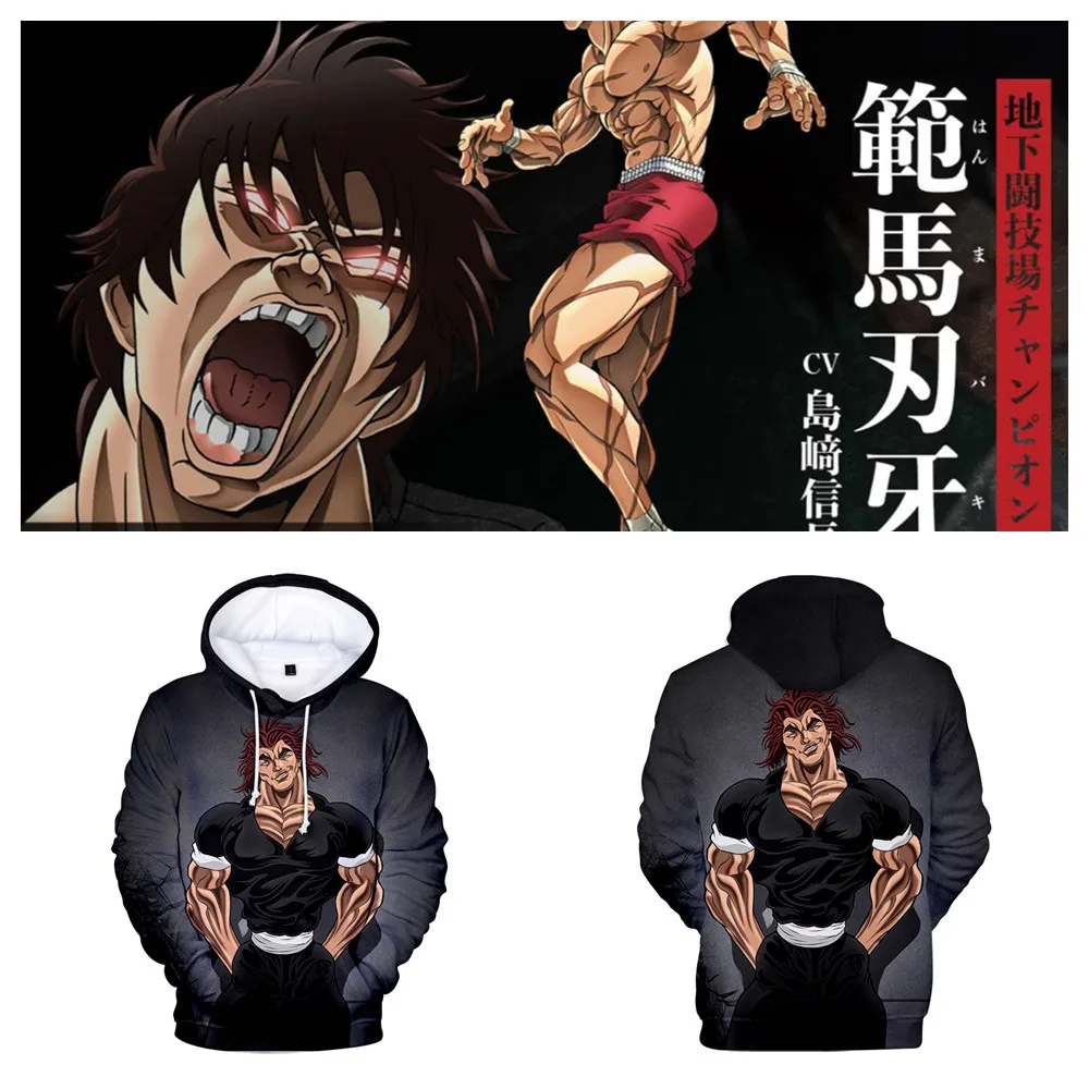 

Hanma Baki Hoodies Cosplay Winter 3D Hoodies Sportswear Hooded Youthful HIP HOP Women/Men The Hooded
