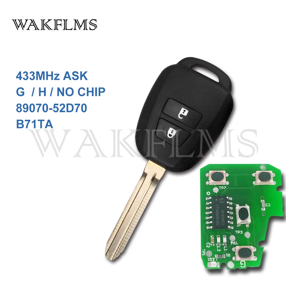 2 кнопки дистанционного ключа автомобиля 433 МГц FOB для Toyota Yaris Verso RAV4 2008 2015 с чипом G H