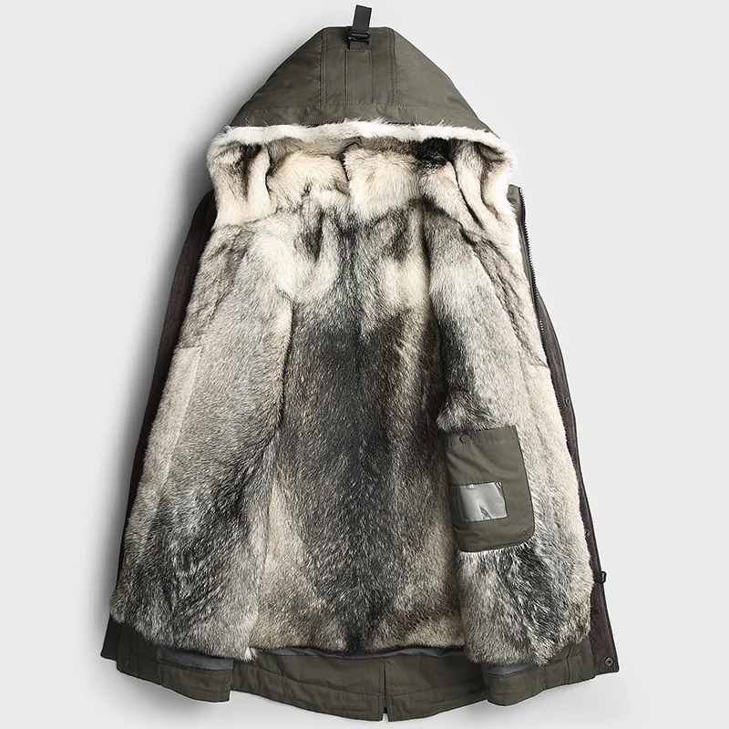 MOOWNUC men hooded jackets 2019 new arrival winter high quality warm wolf fur liner men's parkas plus-size M-5XL | Мужская одежда