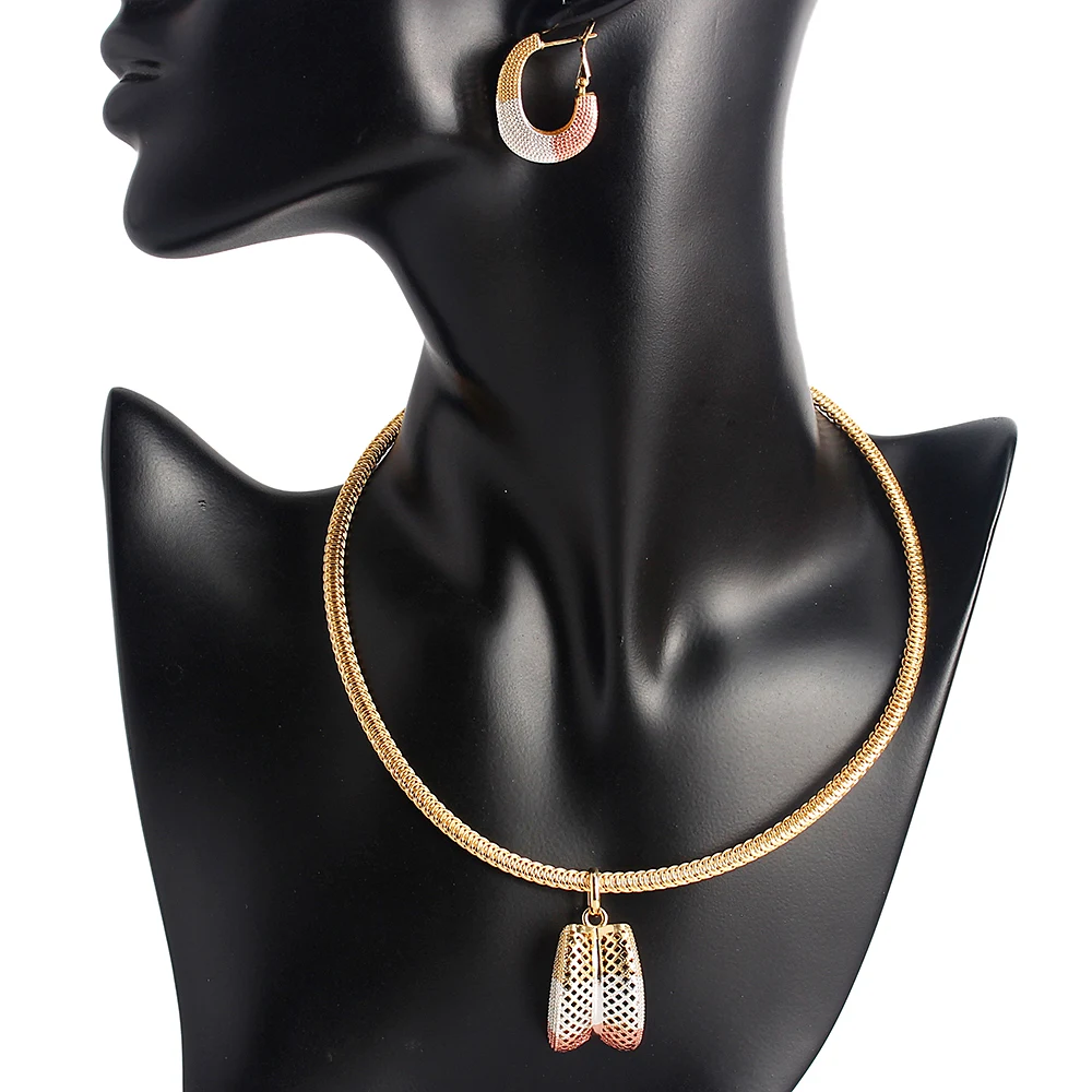 

Top Fashion Sets Wedding Jewelry Women Wholesale Stainless Steel Box 18 Gold Necklace Earring Set