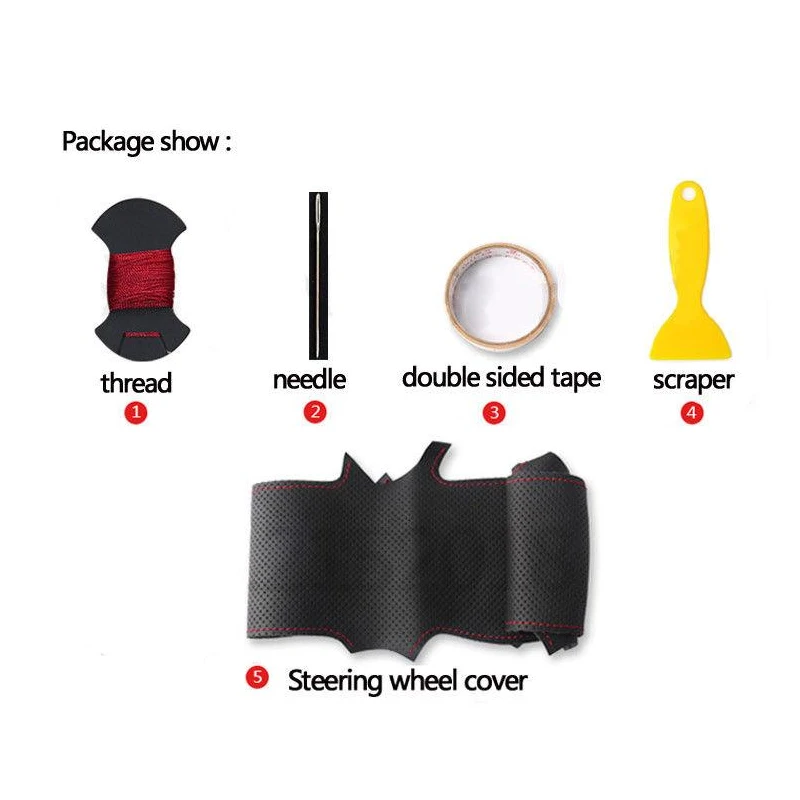 

HOT SALE DIY Leather Black Suede Blue Red Marker Steering Wheel Cover For Audi A3 A5 A7 New Pattern Interior