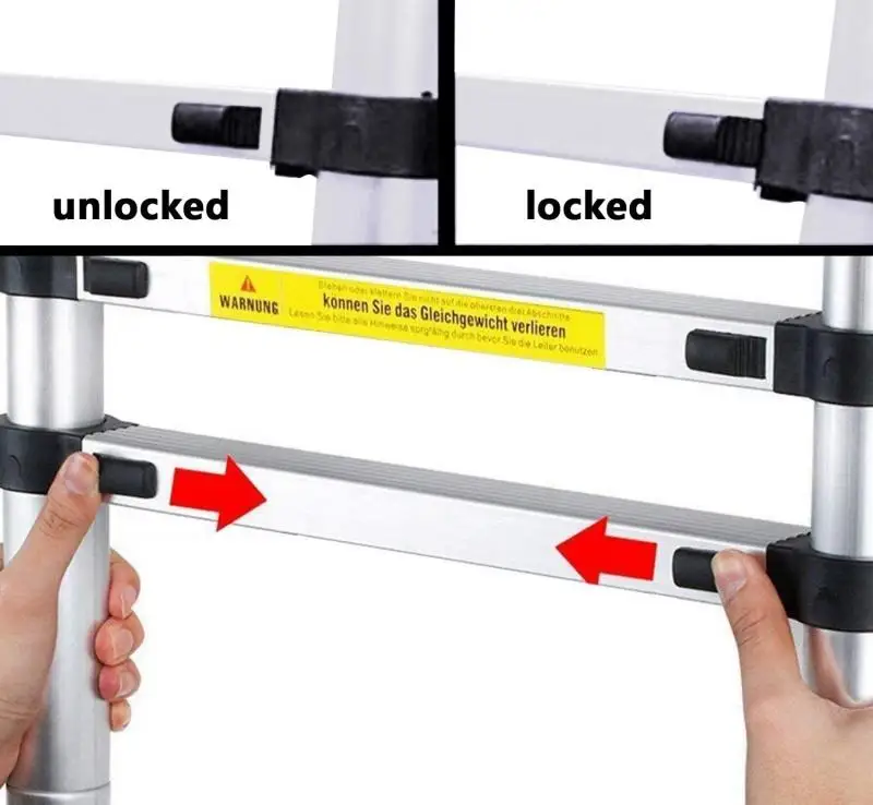 3.8m Portable Telescopic Aluminum Ladder Folding Telescopic Ladder Household Ladder Multifunctional Straight Ladder, Ladders