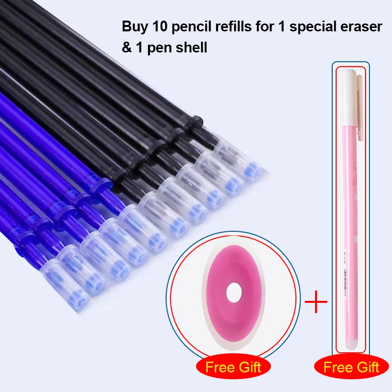 

Erasable pen neutral friction easy to erase refill crystal blue black full needle tube 0.5mm free special eraser