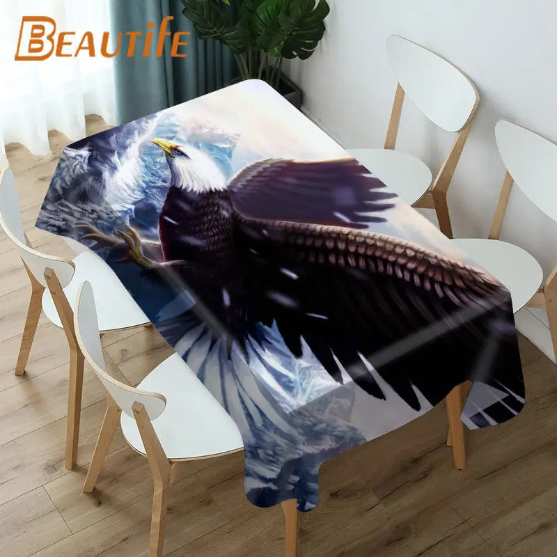 

Animal Eagles Tablecloth Custom Square/Rectangular/Round Table Cloth Wedding Table Cover Waterproof Dustproof Fabric 0820