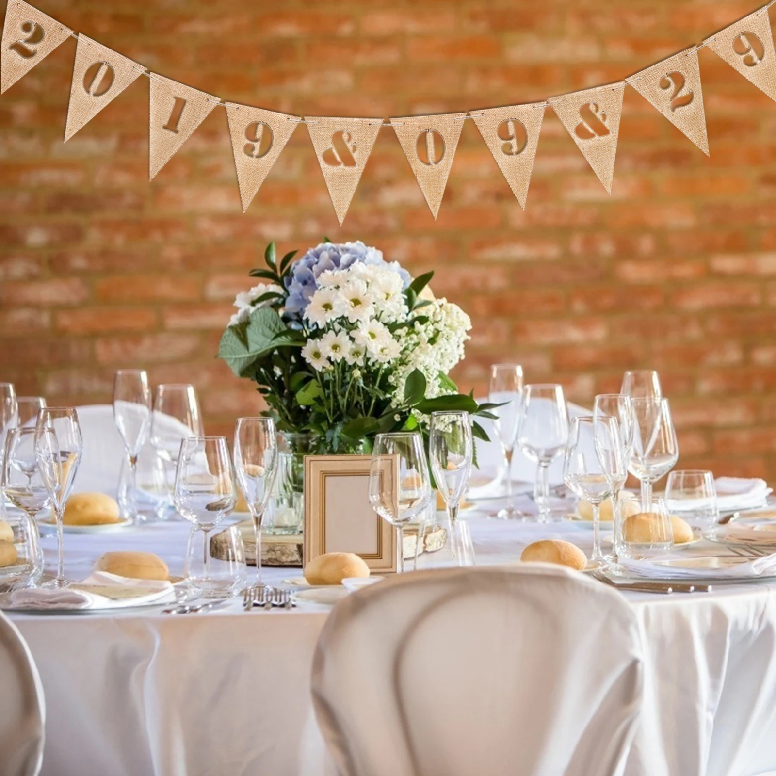 Персонализировать джут из мешочной ткани NO. 0 9 баннеры флаг Гирлянда для DIY фон