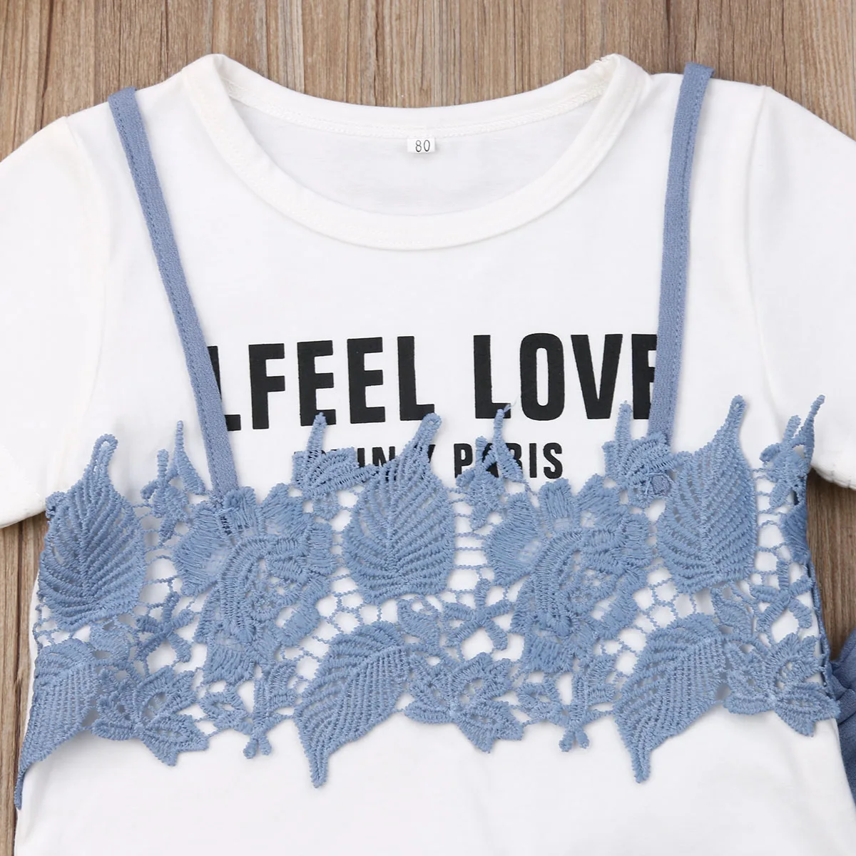 От 0 до 4 лет комплекты одежды для маленьких девочек Футболка с кружевными цветами