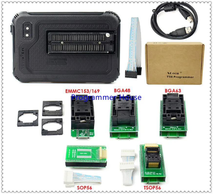 Free ship XGecu T56 Programmer 56Pin Drivers ISP 20000+ICs for PIC/NAND Flash/EMMC TSOP48/TSOP56/BGA48/63/64/100/153/162/169/221 |