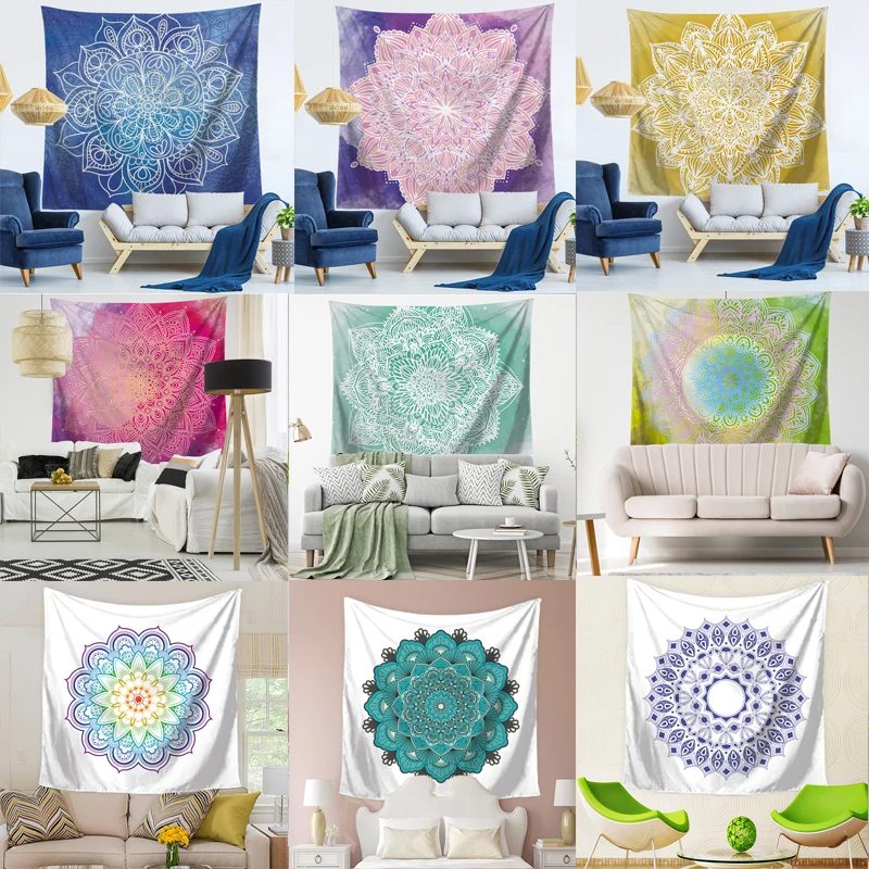 

Colorful Indian Mandala Tapestry Hippie Wall Coverings Bohemian Beach Throwing Carpet Tent Travel Mattress Psychedelic Wall Taps