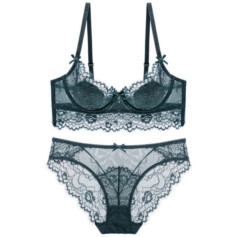 

Hollow Sexy Lingerie Bra Set Plus Size Comfortable and Breathable Four Season Underwire Mesh Bralette Erotic Lingerie Set