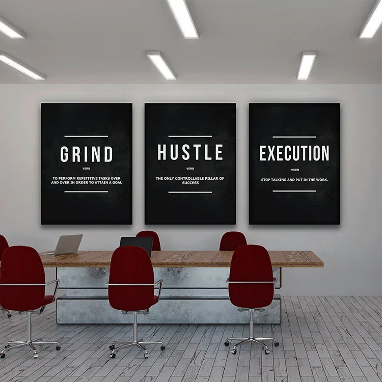 Исполнения Измельчить шума картина с цитатой Черный и белый Вдохновляющие