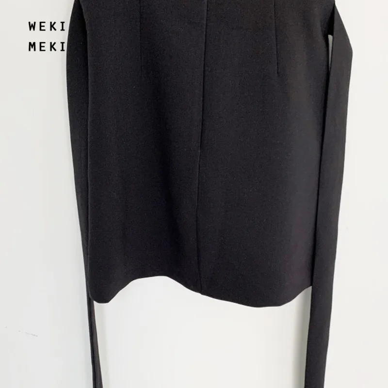 

WEKI MEKI Office Lady Sleeveless White Dress Summer Waist Belt Elegant Dresses Black Temperament Party Dress
