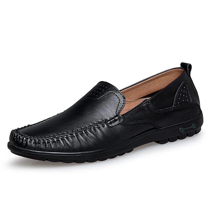 

2020 Men Casual Shoes Genuine Leather Italian Men Loafers Moccasins Breathable Slip on Plus Size 38-47 Black Driving Shoes %