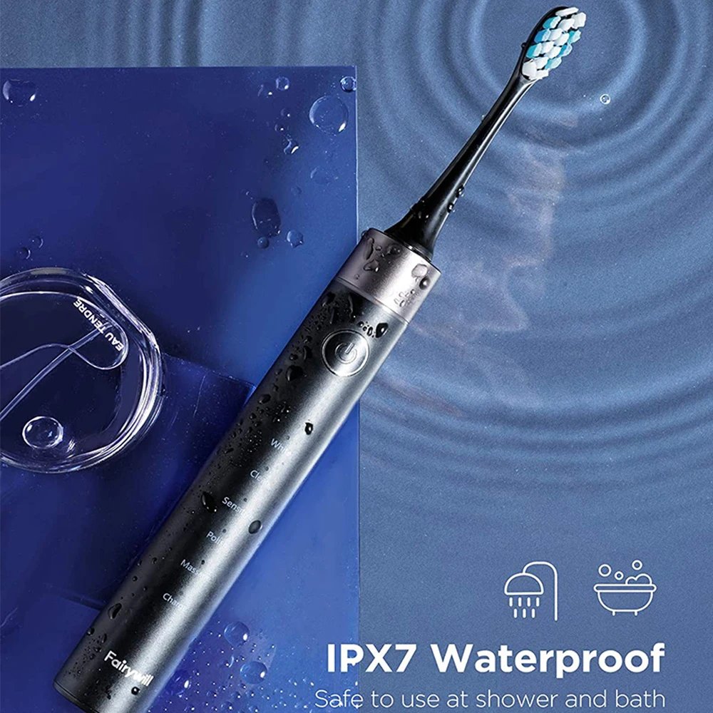 Fairywill электрическая зубная щетка P80 40000 микро-щетки Вибрирующая с нажимом Senor