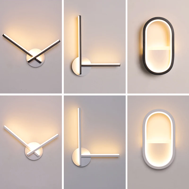 

Новый дизайн, черный/белый светодиодный настенный светильник для гостиной, спальни, светодиодный настенный светильник для дома, современно...