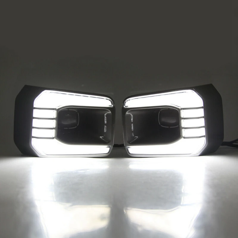 

for Hilux Revo Rocco 2020 2021 LED DRL Daytime Running Lights with Turn Signal Bumper Fog Light Driving Lamp